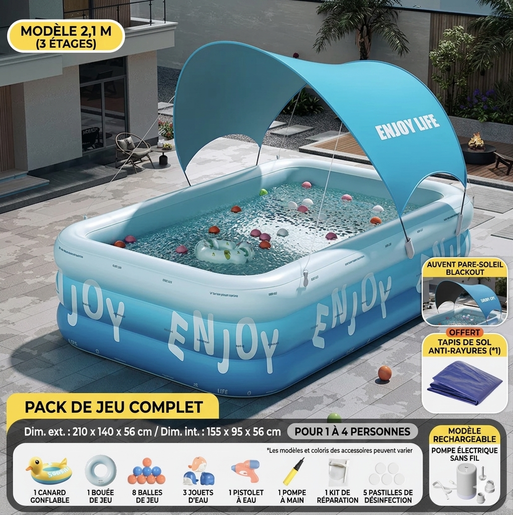 Piscine BabyPrint avec auvent protection UV